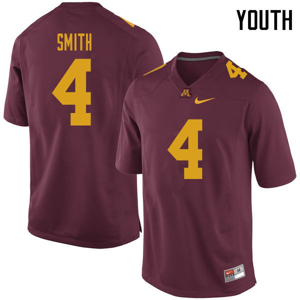 Youth #4 Terell Smith Minnesota Golden Gophers College Football Jerseys Sale-Maroon